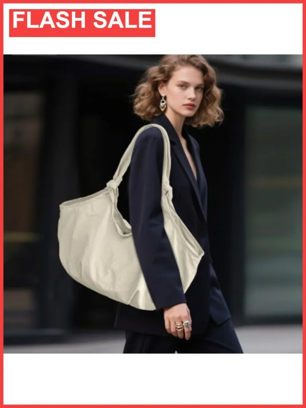 Nylon Slouchy Knotted Hobo Shoulder Bag Multi-Pocket Everyday Purse